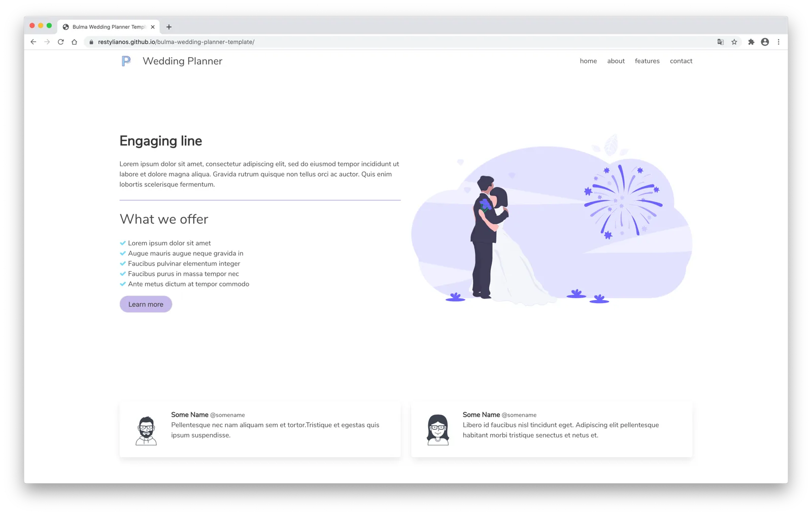 Wedding Planner template screenshot
