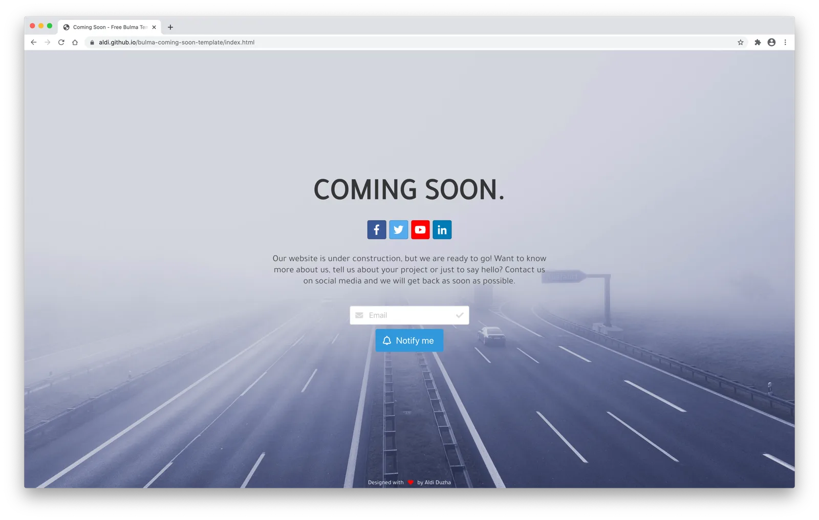 Coming Soon template screenshot