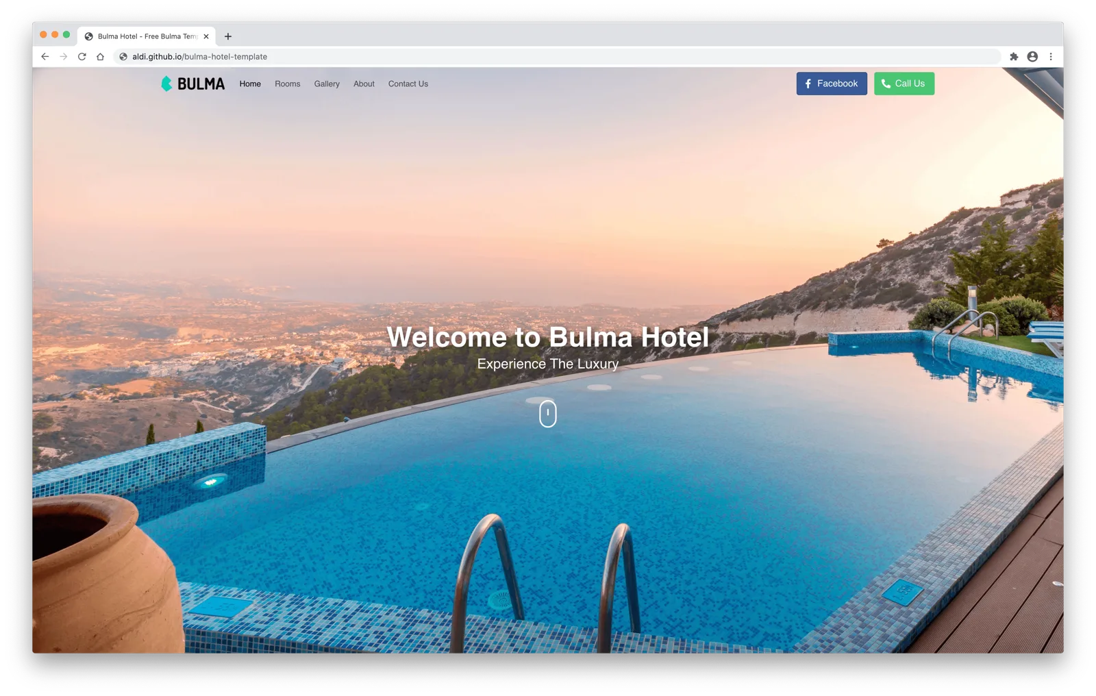 Hotel template screenshot